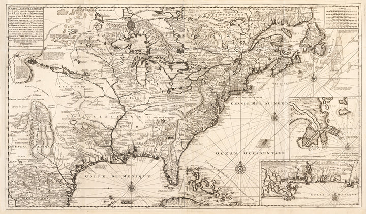 Carte de la Nouvelle France ou se voit le cours des Grandes Rivieres de S. Laurens & Mississippi… by: Van Keulen, 1720