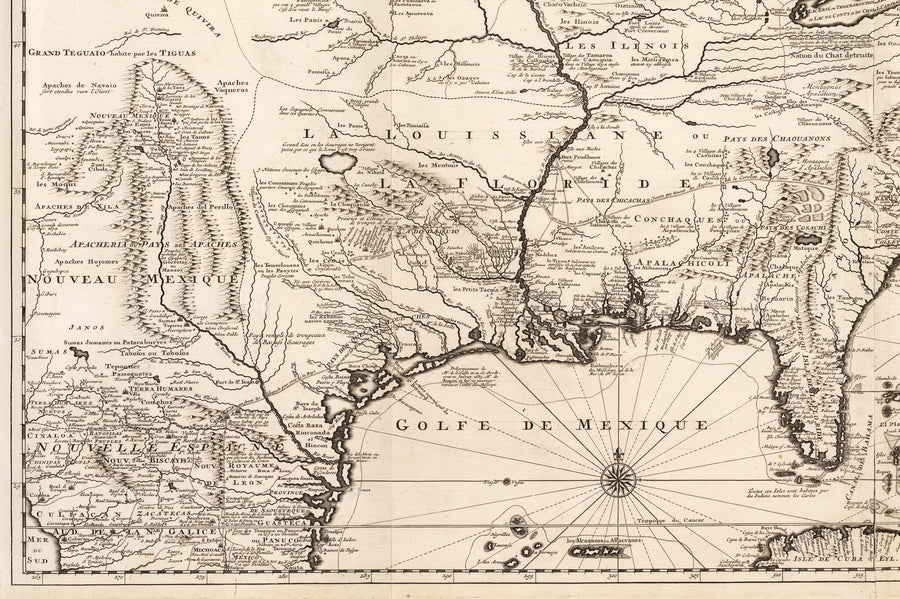 1720 Carte de la Nouvelle France ou se voit le cours des Grandes Rivieres de S. Laurens & Mississippi…