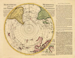 1740 Hemisphere Septentrional pour voir plus distinctement les Terres Arctiques & Hemisphere Meridional pour voir plus distinctement les Terres Australes