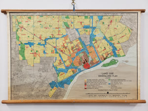 Mid-Century Wall Map : City of Detroit - Master Plan, 1950
