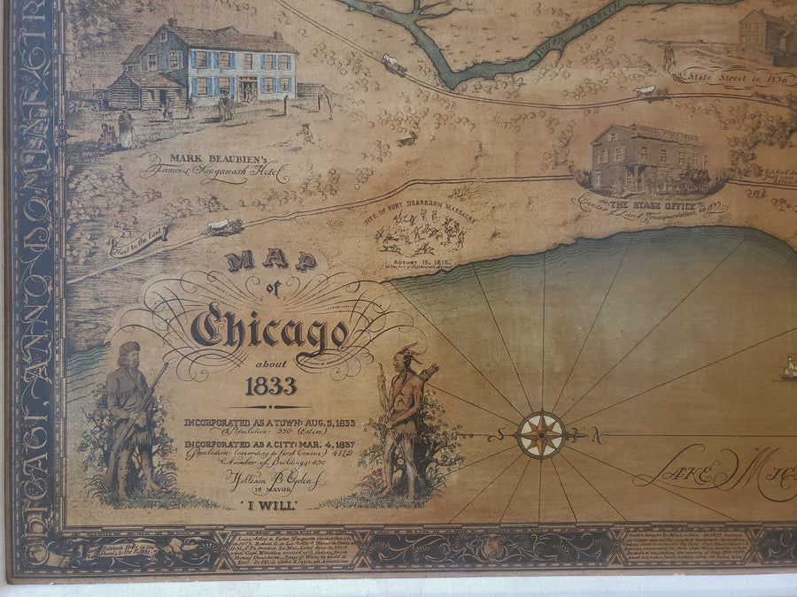 1932 Map of Chicago about 1833