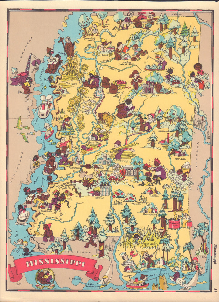 Pictorial map of Mississippi by Ruth Taylor White, 1935