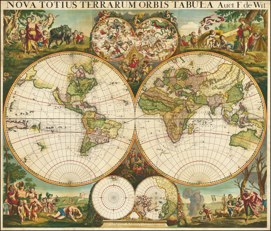 Nova Totius Terrarum Orbis Tabula Auct. F. de Wit., 1720 | New World Cartographic