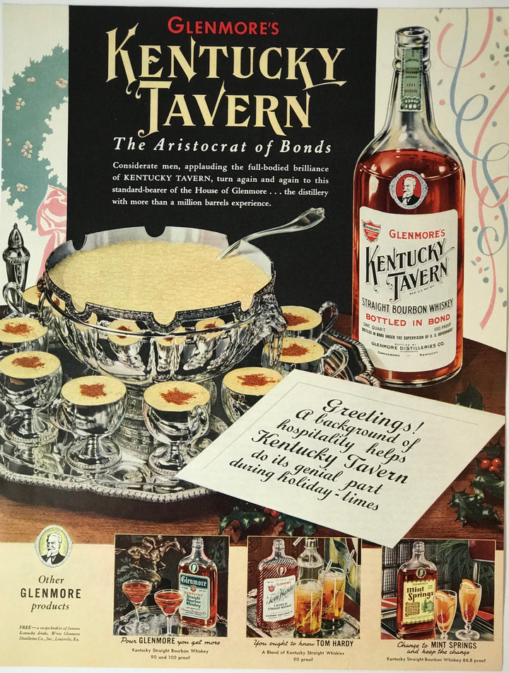 WWII Era Full Page Advertisement for Glenmore’s Kentucky Tavern Whiskey