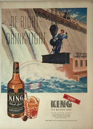 WWII Era Full Page Advertisement for King Black-Label Blended Whiskey