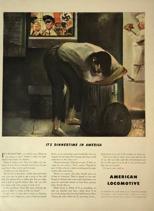 WWII Era Full Page Propaganda advertisement by American Locomotive.