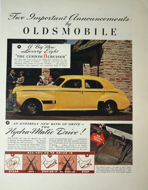 WWII Era Full Page Advertisement for Oldsmobile Automotive’s Custom 8 Cruiser