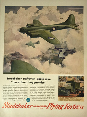 WWII Era Full Page Advertisement for the B-52 Flying Fortress, produced by Studebaker automotive