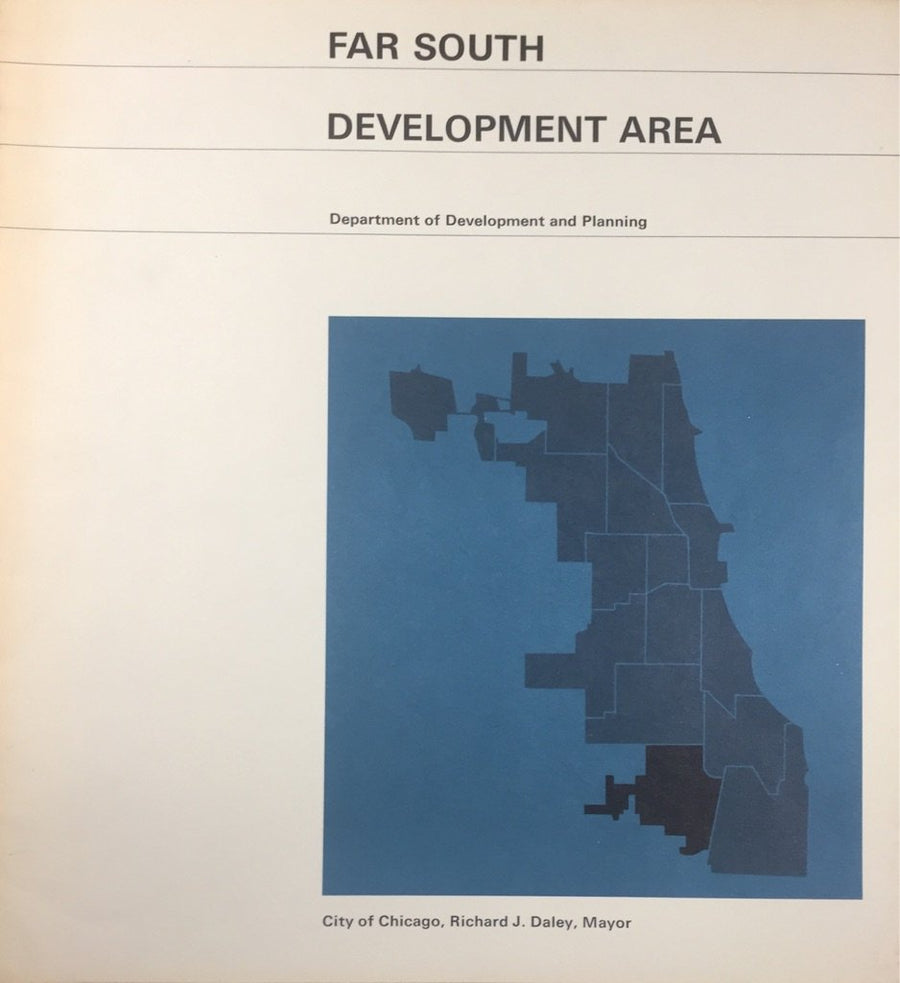 Set of eight informational booklets outlining individual areas within Chicago’s revitalization development plan.