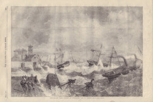 Gale-Wrecks At Kingstown Bay of Dublin | London Illustrated News, 1861