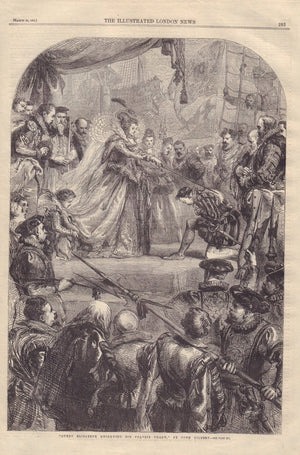 “Queen Elizabeth Knighting Sir Francis Drake”- by J. Gilbert
