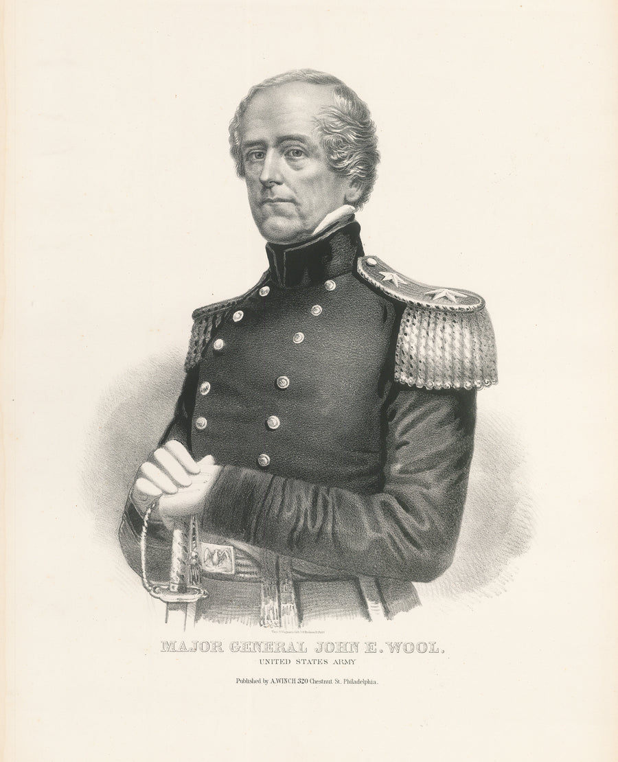 Antique Lithograph Print: Major General John E. Wool by: Wagner & Winch,  1862