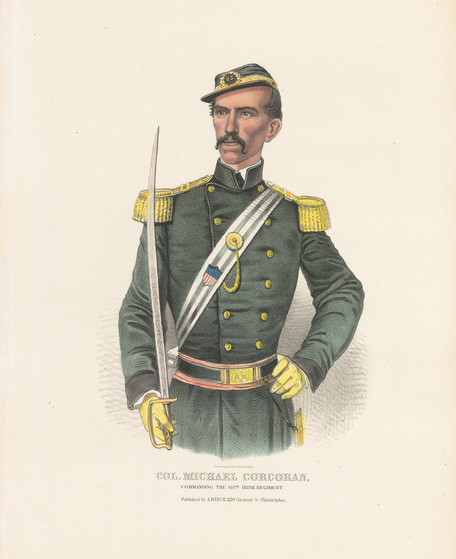 Antique Lithograph Print of Col. Michael Corcoran by Wagner & Winch, 1862
