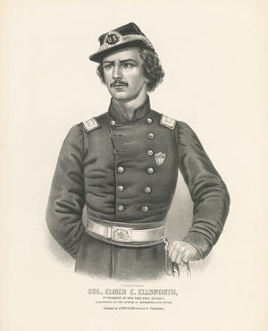 Lithograph Print of Col. Elmer E. Ellsworth By: Wagner & Winch,1862
