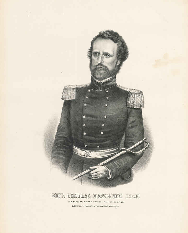 Antique Lithograph Print: Brig. General Nathaniel Lyon by Wagner & Winch, 1862
