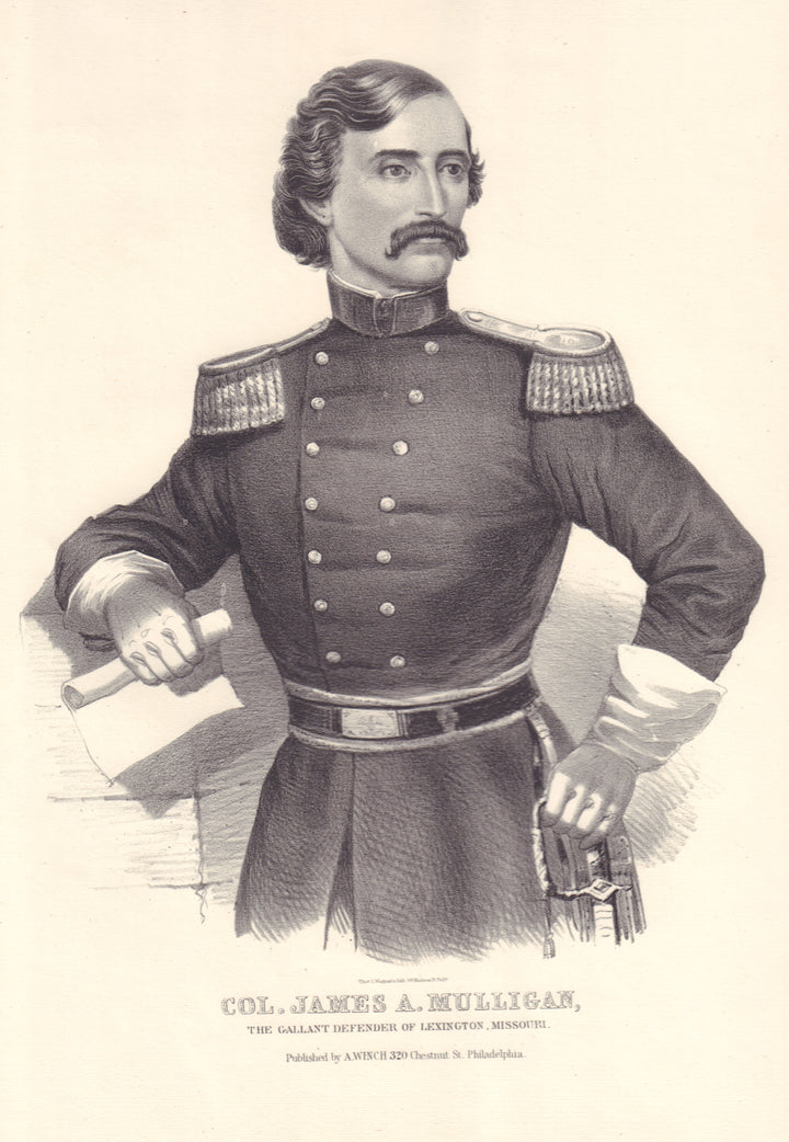 Antique Print: Col. James A. Mulligan by: Wagner & Winch, 1862
