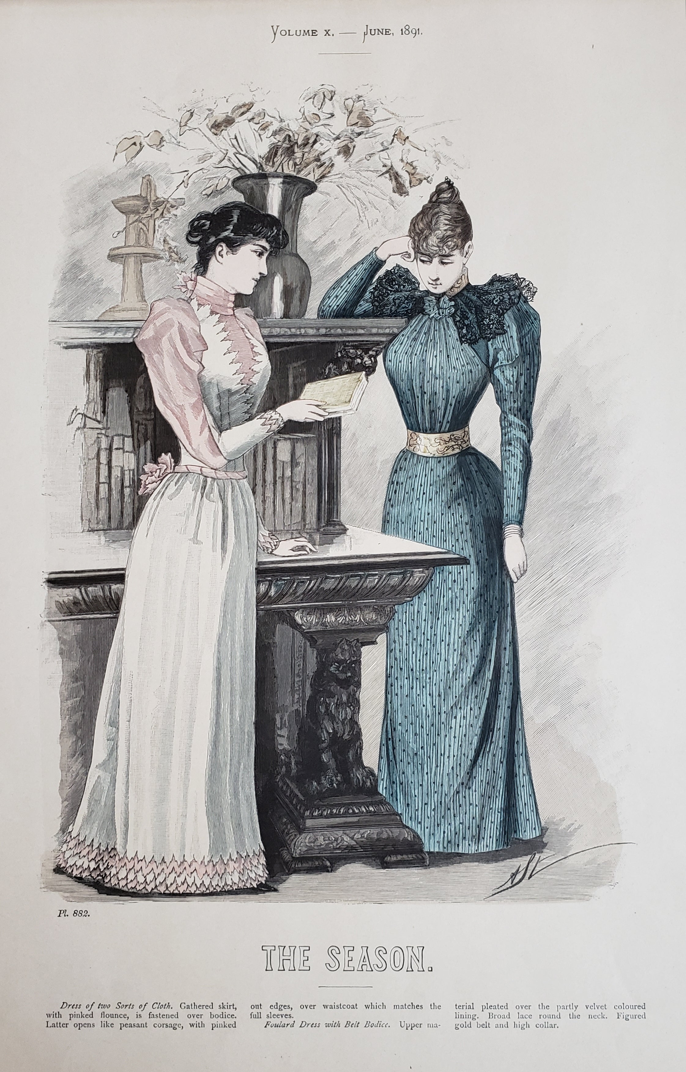 Antique print of women's fashion - The Season, June, 1891 – New