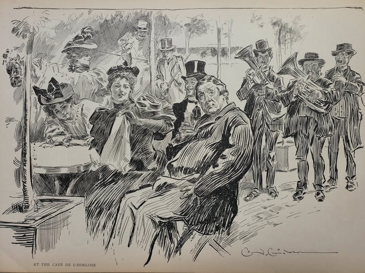 Fine Print : At the Cafe de L'Horloge by Charles Gibson, 1906