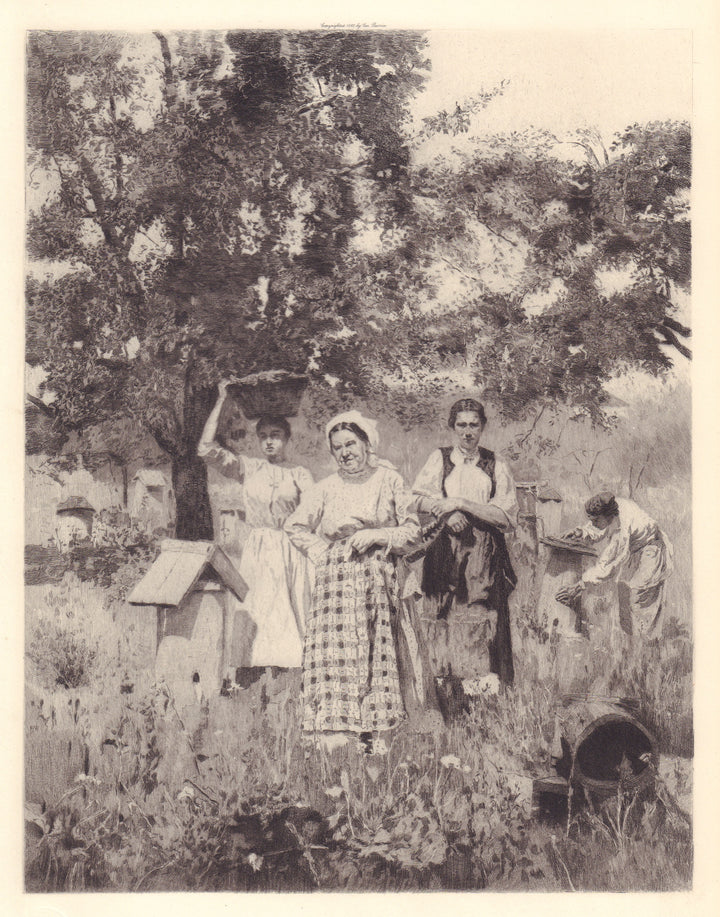 Antique Print: In The Garden by N. Kuznezoff, 1893