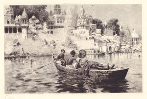 Antique Art Print:  The Last Voyage; A Souvenir of the Ganges, by Edwin Lord Weeks, 1893