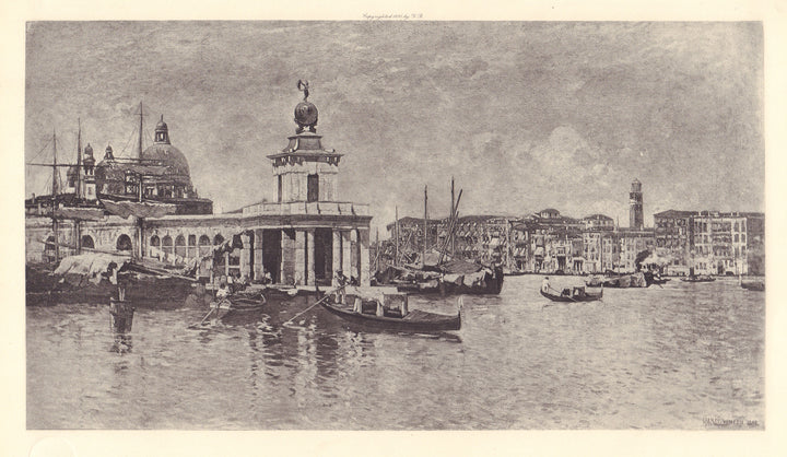 Antique Art Print:  The Basin of San Georgio, Venice, by G. Cirardi,  1893