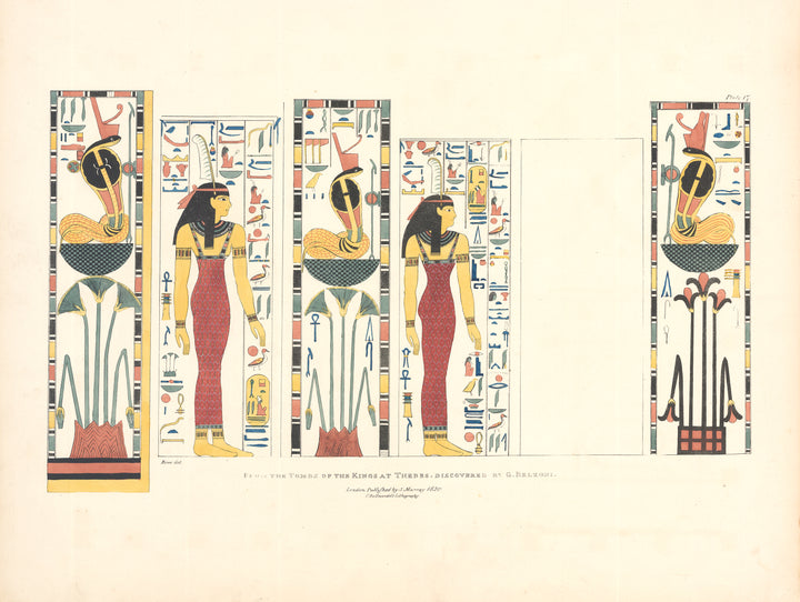 Antique Lithograph Print: Plates Illustrative of the researches and operations of G. Belzoni in Egypt and Nubia By Giovanni Belzoni, 1st edition 1820 - From the Tombs of the Kings at Thebes - Plate 17