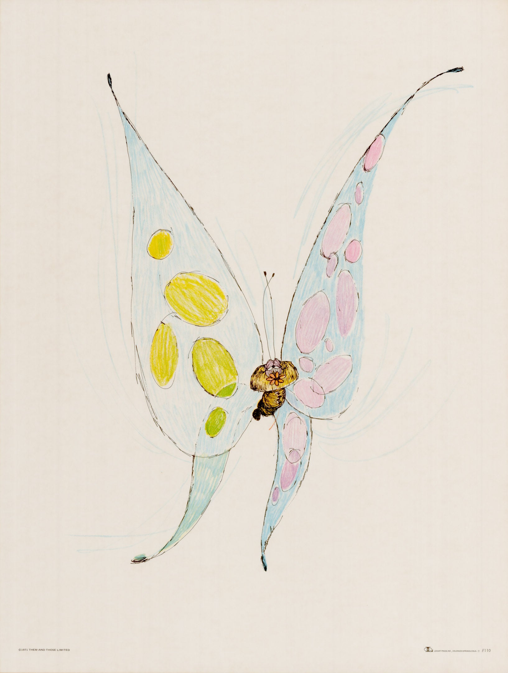 Butterfly by Dino Kotopoulis, 1971 pub. by Looart Press – New