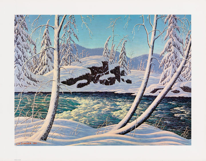 Lithograph Print: Winter Rapids by J.K. Dinesen, 1962
