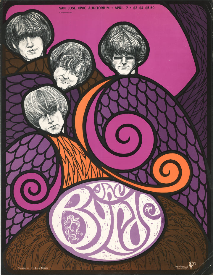 Vintage Poster of The Byrds by: Sparta Graphics, 1967 