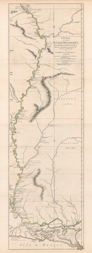 1775 Course of the River Mississippi from the Balise to Fort Chartres: Taken on an expedition to the Illinois in the latter end of the Year 1765.