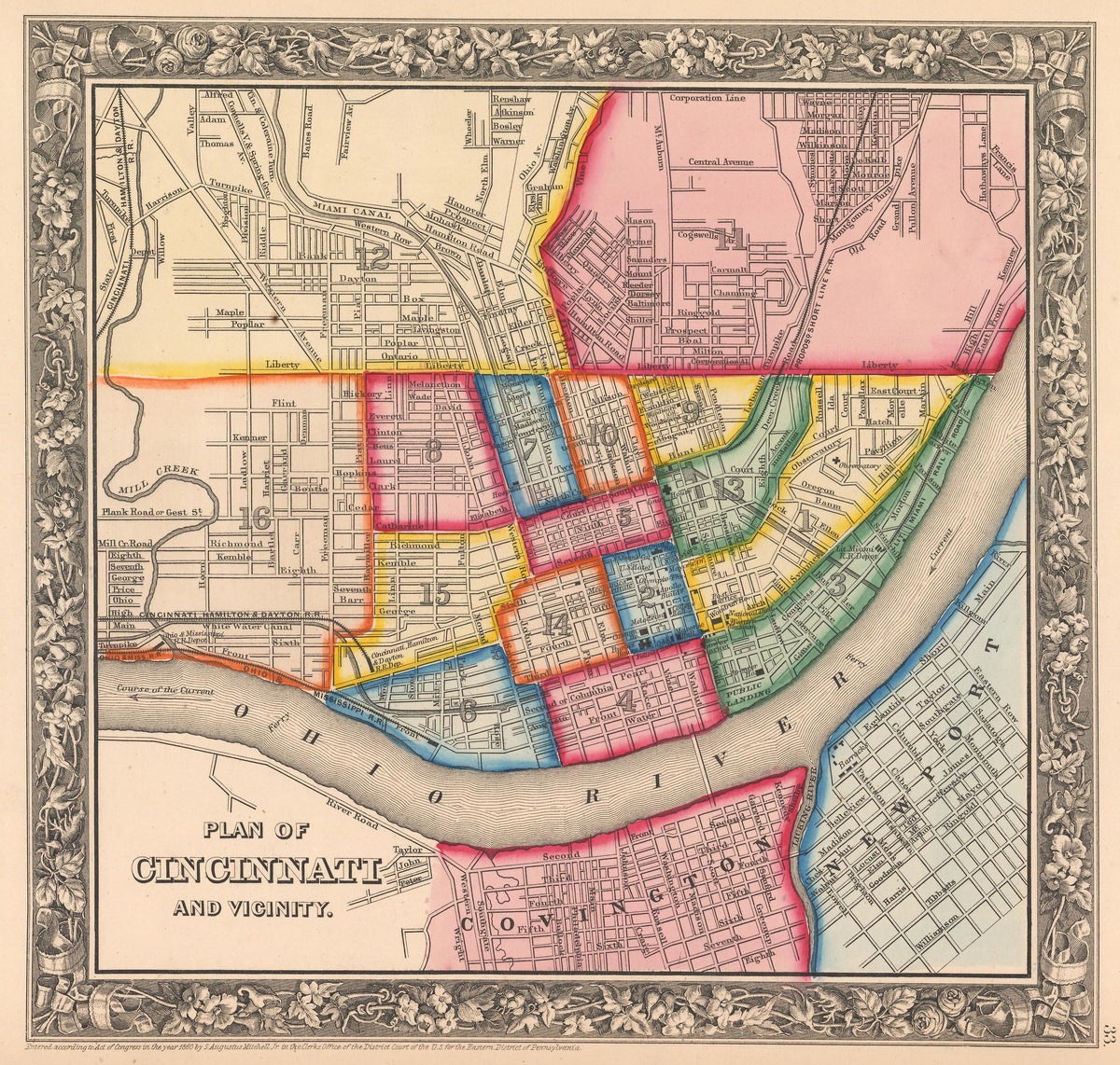 Plan of the City of Cincinnati, by: Mitchell, 1860 – New World Cartographic