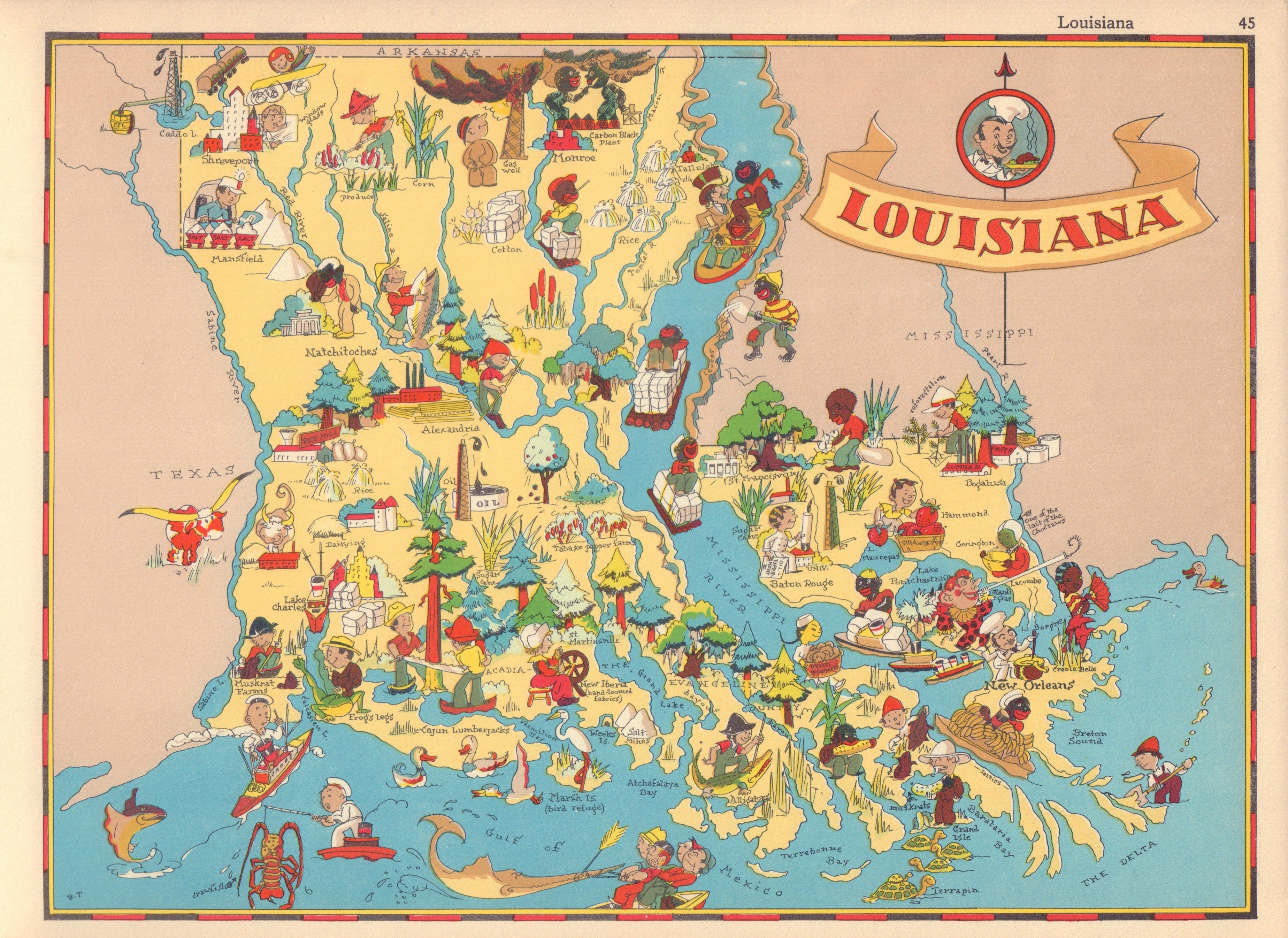 Vintage Map New Orleans Map Louisiana Historic Restoration Style Map