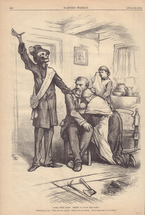Political Cartoon by Thomas Nast, from Harper's Weekly. "Home Sweet Home! There's No Place Like Home!