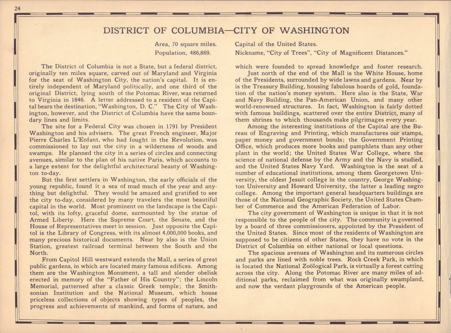 1935 Washington, District of Columbia, the National Capital