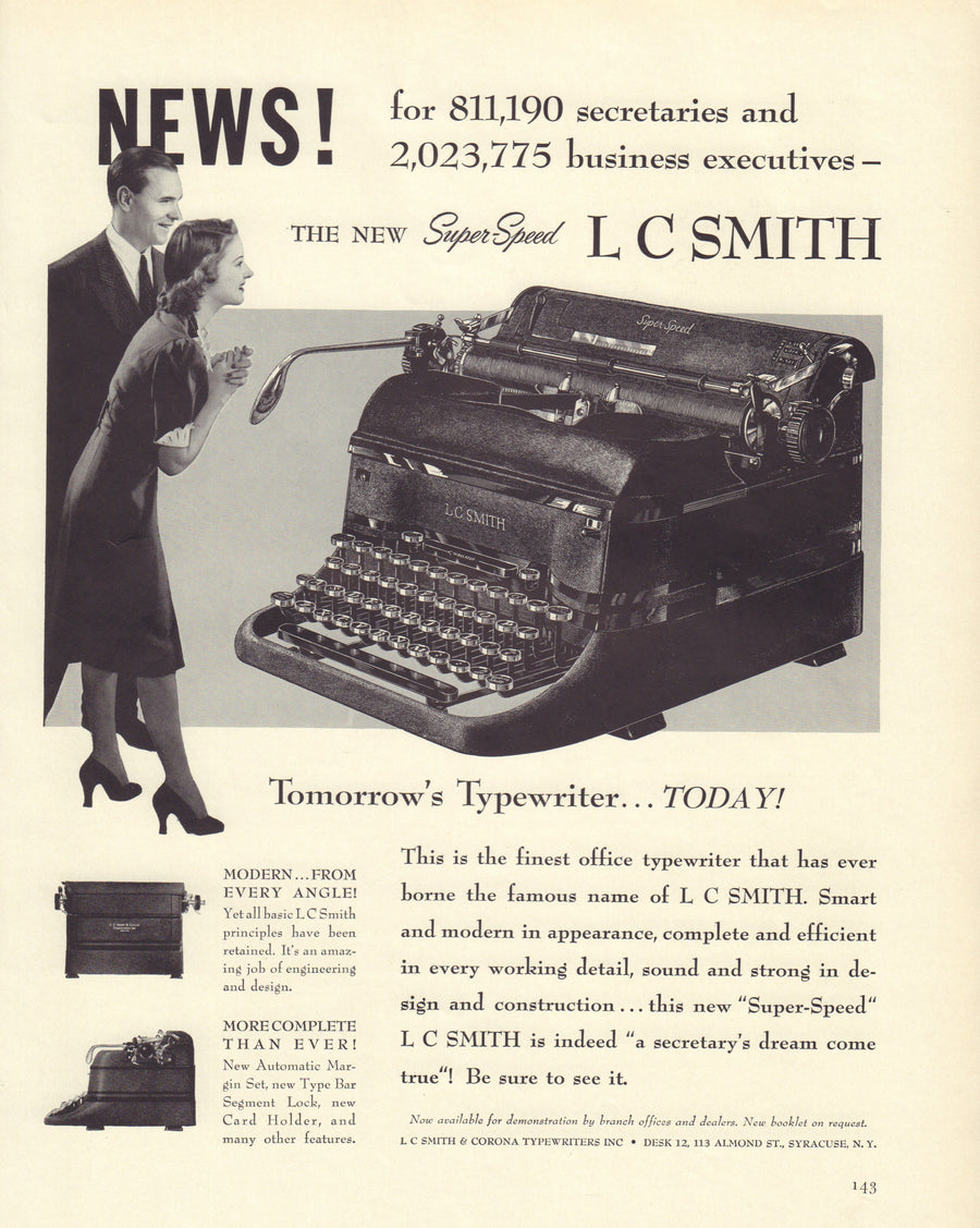 1930s Advertisement: Typewriter