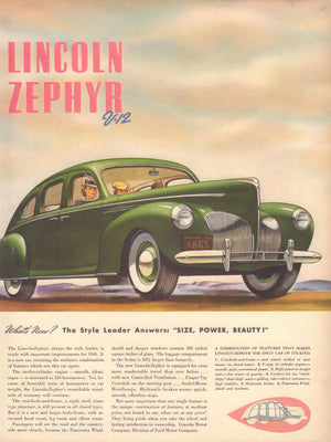 1930s Advertisement: Automotive - Lincoln Zephyr V-12