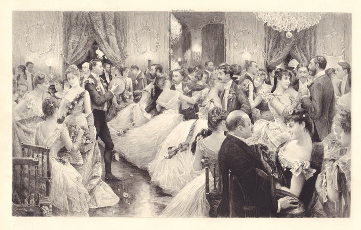 Antique Art Print: The Hunt Ball by: Julius Stewart, 1893