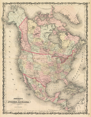 Antique Map: Johnson's North America, 1861 