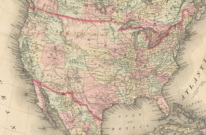 Antique Map: Johnson's North America, 1861 - United States during Civil War