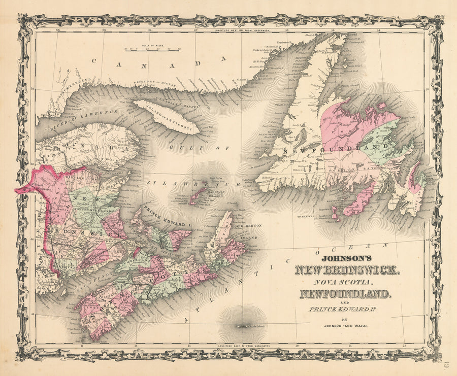 Johnson's New Brunswick Nova Scotia Newfoundland & Prince Edward Island, 1862