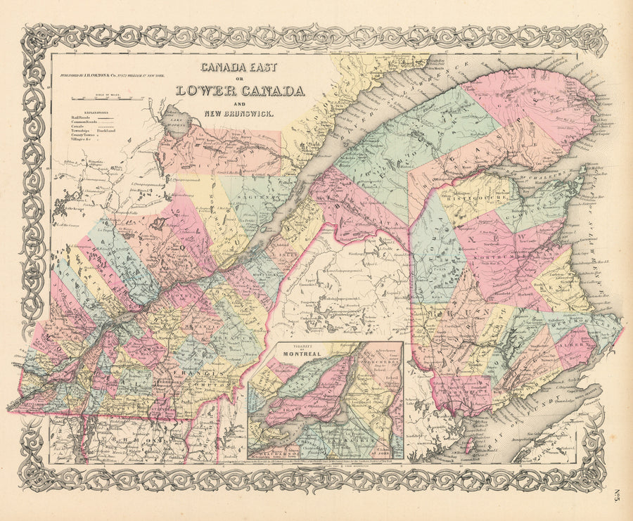Antique Map of Canada East of Lower Canada by: Joseph H. Colton, 1856 - Quebec & New Brunswick