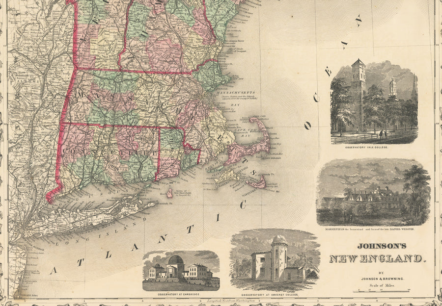 Antique Map: Johnson's New England, 1861