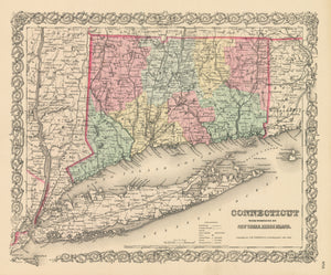 1856 Connecticut with Portions of New York & Rhode Island