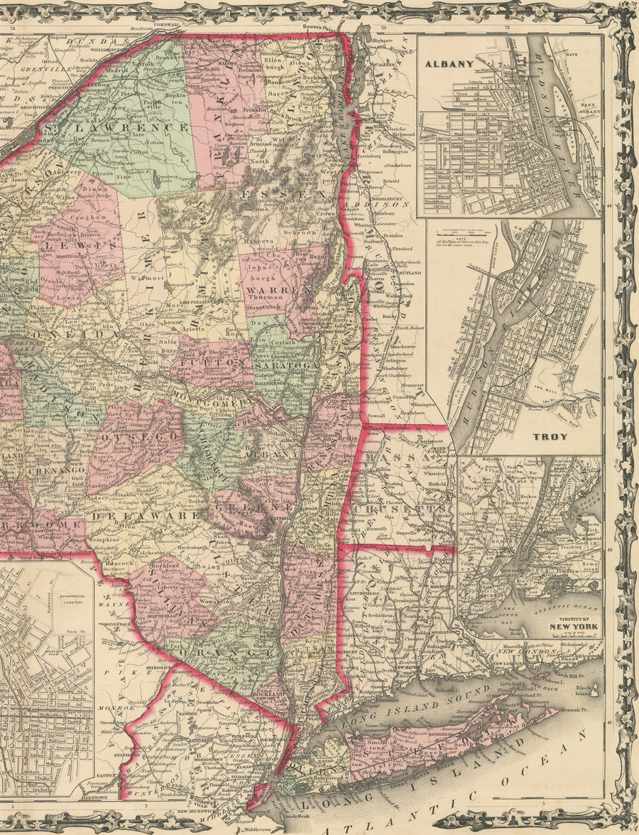 Antique Map: New York State by: Johnson & Browning, 1861