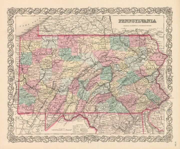 Antique Map of Pennsylvania by: Joseph H. Colton, 1856