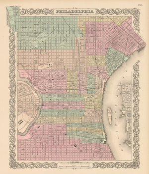 Antique Map of Philadelphia by: Joseph H. Colton, 1856