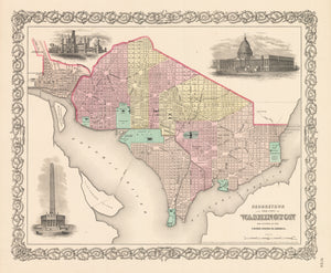 Antique Map of Washington D.C. & Georgetown by: Colton, 1856