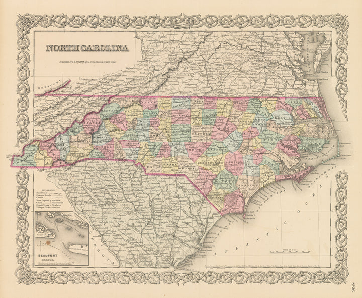 Antique Map of North Carolina by: Joseph H. Colton, 1856