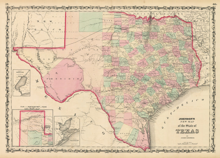 Antique Map: Johnson's New Map of the State of Texas, 1861