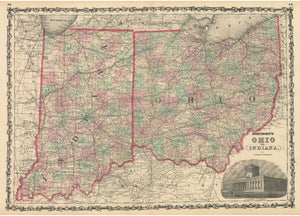 1861 Johnson's Ohio and Indiana